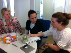 Eleni, Gemma and Hannah, of the PRISMS team, at work.