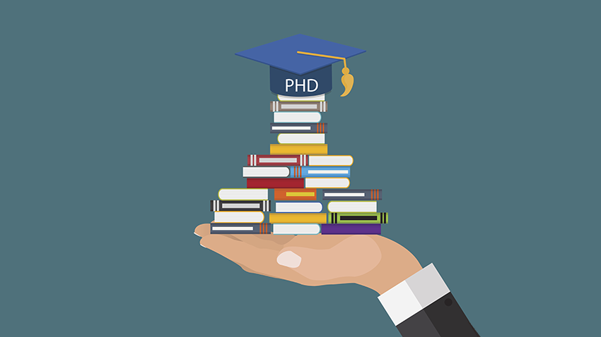 Graphic of stack of books in palm of hand