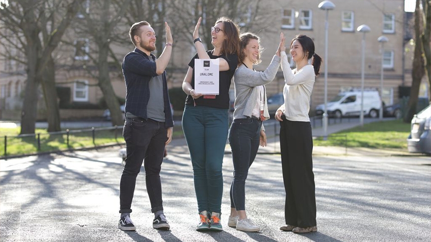 Holly Tibble and her team celebrating their Digital Health Product Forge 2020 win